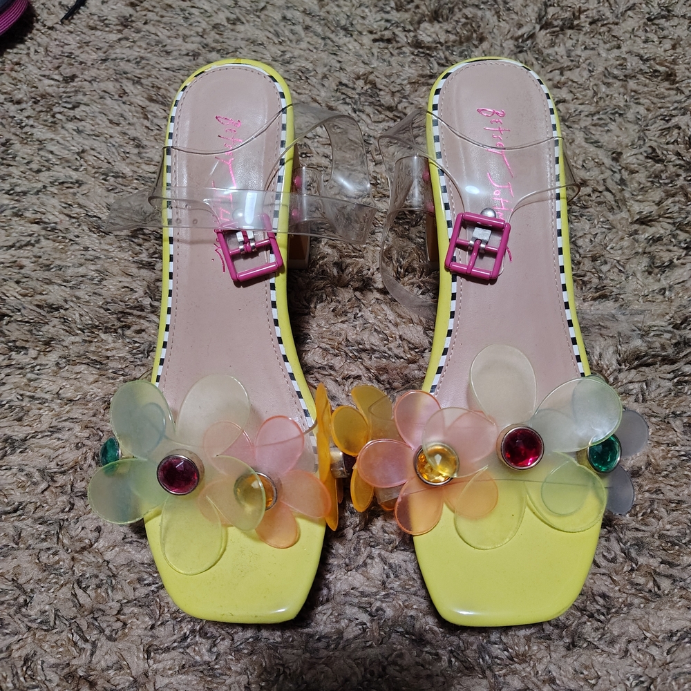 Betsey Johnson Yellow Pink Heels Stiletto